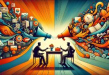 Sales and Marketing Are Not the Same Thing sales vs marketing DALL-E mg magazine