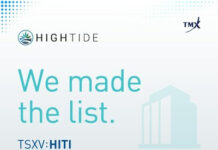 High Tide Ranked among Top 10 in TSX Venture 50 Diversified Industries Sector High Tide Inc.