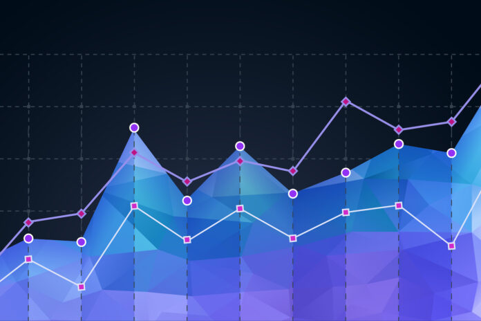 data graph chart visualization of increasing upward trend.