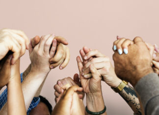 Group,Of,Diverse,People,Hands,Together,Teamwork,Cooperation