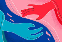 Blending a Modern Approach With Traditional PR Strategies Helping hand, teamwork, meeting concept. Colourful diverse human hands reaching to each other touching by fingers meaning unity cooperation support vector illustration