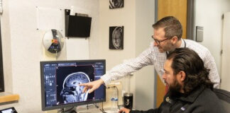 Study: Cannabis Impacts Working Memory Dr. Josh Gowin looking at a brain scan.