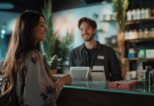 The Key to Repeat Customers: Implementing a Dispensary Loyalty Program customer at a cannabis dispensary taking advantage of a loyalty program