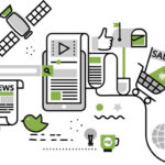 5 Tips for Maximizing Your Cannabis Advertising Budget Digital cannabis marketing and advertising concept with icons representing social media, e-commerce, news, and online promotions.