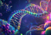 How to Choose the Right Cannabis Genetics for High-Yield Harvests A vibrant, futuristic visualization of DNA strands representing cannabis genetics and their role in cultivation.