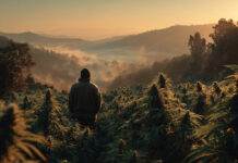How Growers Are Becoming the Face of the Brand Cannabis cultivator overlooking sunlit farm at sunrise