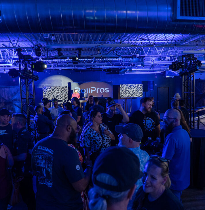 Attendees gather at the RollPros Blackbird XXL launch event in Vancouver, Washington