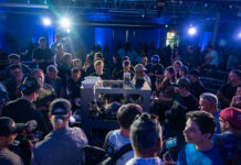 RollPros Blackbird XXL Launch Event Attendees watch live demo of RollPros Blackbird XXL blunt-rolling machine