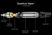 Greentank Secures USD $20 Million Strategic Investment Exploded view of the Quantum Vape™ by Greentank Technologies showing proprietary heating chip, air chamber, atomizer design, stainless steel centerpost, and customizable mouthpiece.