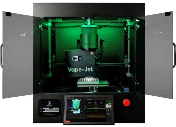 The Vape-Jet 4.0 Top Load fully automated vape-filling platform can fill between 5,000 and 10,000 cartridges or all-in-one devices per shift.
