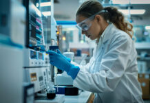 Cannabis Vape Tech 3.0: Science, Safety Standards, and Innovation Scientist in a cannabis lab testing vape oil formulation using analytical equipment to ensure safety and hardware compatibility.