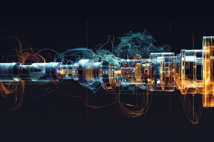 Deconstructed digital illustration of a high-tech cannabis vape pen showcasing internal components and airflow pathways.