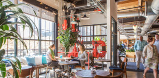 Employer Branding: Building Culture as Your Competitive Edge Modern cannabis company workspace with open layout, natural light, and casual employee conversation reflecting culture and connection.