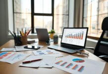 Cannabis Marketing 3.0: Why Creativity Alone Won’t Win Wide shot of a designer’s desk featuring colorful mood board swatches, website wireframes, and analytics dashboards, representing modern cannabis marketing strategy without showing cannabis products.