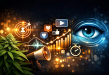 The Death of Vanity Metrics Abstract visualization of attention metrics in cannabis marketing, illustrating audience engagement, focus, and the shift away from vanity metrics like clicks and impressions.