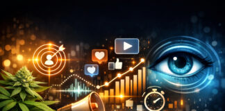 The Death of Vanity Metrics Abstract visualization of attention metrics in cannabis marketing, illustrating audience engagement, focus, and the shift away from vanity metrics like clicks and impressions.