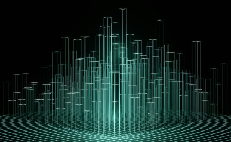 Abstract grid of teal and blue data lines representing financial analysis, cost modeling, and cannabis business operations.