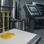 Optimizing Solventless Extraction for Yield, Quality, and Scale Golden cannabis rosin dripping from a stainless steel press onto parchment paper in a modern solventless extraction facility with touchscreen controls