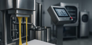 Optimizing Solventless Extraction for Yield, Quality, and Scale Golden cannabis rosin dripping from a stainless steel press onto parchment paper in a modern solventless extraction facility with touchscreen controls