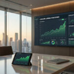 From Cash to Credit: Navigating the Cannabis Lending Inflection Point in 2026 A modern executive boardroom displaying a financial dashboard on a large screen with upward-trending charts titled "CANNABIS LENDING CONFIDENCE" and "2026 CREDIT INFLECTION," visualizing the shift from cash to lending based on compliance data.