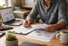 Stop Waiting for Rescue: The New Rules of Cannabis Finance Small business leader working through financial planning documents in a modest office.