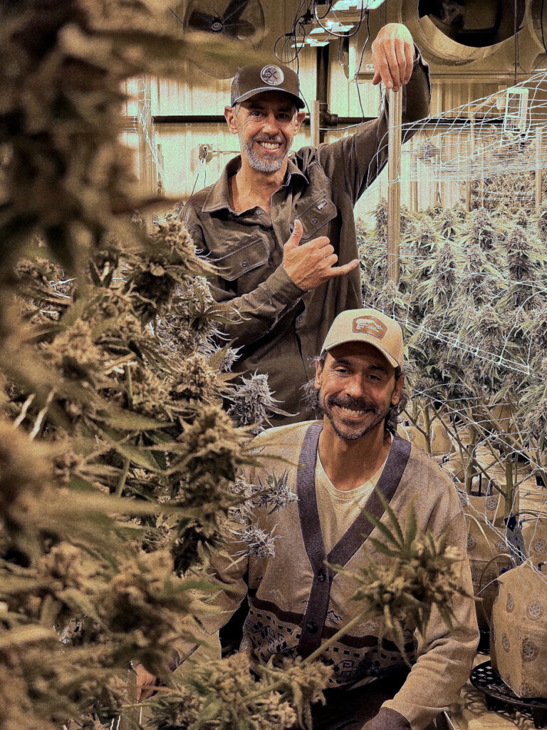 Sam and Joe Hachey in a Tanana Herb Co. grow room in Alaska.