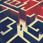 A person lost in a maze, symbolizing partial federal relief for medical cannabis operators.