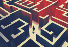 Schedule III Reality Check: Tax Relief, Regulatory Gaps, and Hype Risk A person lost in a maze, symbolizing partial federal relief for medical cannabis operators.