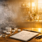 Professional cannabis vape hardware with high-clarity oil on a wooden table, representing the shift to purpose-built cannabis technology.