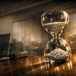 Hourglass with sand running out, symbolizing the November 2026 Hemp D-Day deadline for HR 5371 compliance.