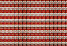 Cannabis Retail Oversupply:Lessons from Glut Markets Rows of identical Campbell’s Tomato Soup cans illustrating product oversupply and crowded retail inventory.
