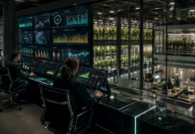 Why Cannabis Must Embrace Data-driven Operations Cannabis cultivation team monitors real-time operational data, environmental controls, and crop performance inside a large-scale indoor grow facility.