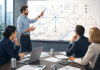 Hemp Beverage Operators Build Plan B Ahead of November Ban Illustration of hemp beverage operators in a conference room reviewing a whiteboard strategy plan with flowcharts, charts, and unbranded cans on the table.