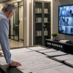Is Your Medical Cannabis Operation Ready for DEA Registration? A cannabis operations executive reviews facility plans and compliance records in a secure workspace with surveillance monitors and locked document storage.