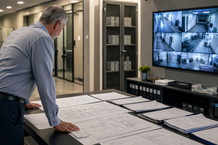 medical cannabis DEA registration compliance readiness A cannabis operations executive reviews facility plans and compliance records in a secure workspace with surveillance monitors and locked document storage.