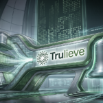 Futuristic illustration of Trulieve's corporate logo and NYSE bell symbolizing the company's approval for a New York Stock Exchange listing following a medical-only business restructuring.