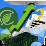 Curaleaf’s Aurora Bid Has a Cap, No Floor, and a Contradiction An illustration shows a Curaleaf logo, an arrow climbing upward to smash into a ceiling, and a pile of financial documents.