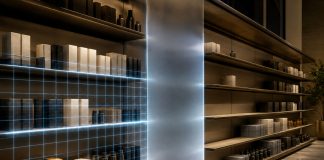 The Retail Intelligence Gap Holding Cannabis Brands Back Unbranded retail products sit on illuminated shelves partially obscured by a gap in an analytical grid.