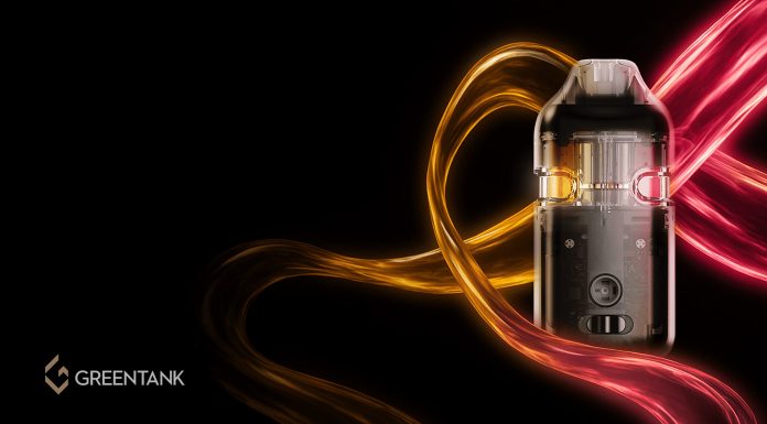 Greentank Cannabis Vape Market Trends 2026 Greentank-branded cannabis vape hardware against a black background with red and amber light trails.