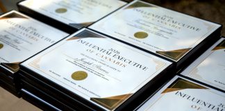Framed certificates prepared for honorees at the 2026 Influential Executives of Cannabis Arizona event.