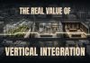 Vertical Integration Is an Oversupply Hedge, Not a Margin Play Conceptual cross-section connecting cultivation, manufacturing, and retail operations amid excess inventory.