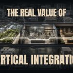 Vertical Integration Is an Oversupply Hedge, Not a Margin Play Conceptual cross-section connecting cultivation, manufacturing, and retail operations amid excess inventory.
