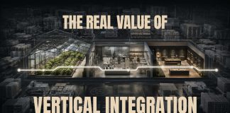 Conceptual cross-section connecting cultivation, manufacturing, and retail operations amid excess inventory.