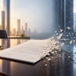 Sixth Circuit Ruling Puts Cannabis Contracts at Risk Business contract on a desk dissolving as it extends toward a courthouse-like setting.