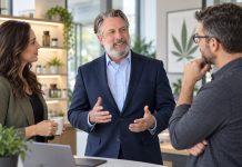 Rethinking Healthcare Benefits for Cannabis Employers Business professionals discussing healthcare benefits during an office meeting