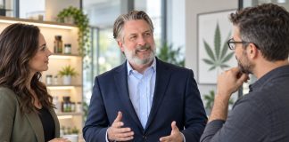 Rethinking Healthcare Benefits for Cannabis Employers Business professionals discussing healthcare benefits during an office meeting