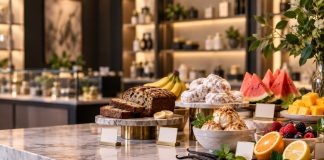 Cannabis Is Learning to Speak Consumer Flavor-inspired foods arranged like products on an upscale retail counter, illustrating changing cannabis naming and merchandising trends.