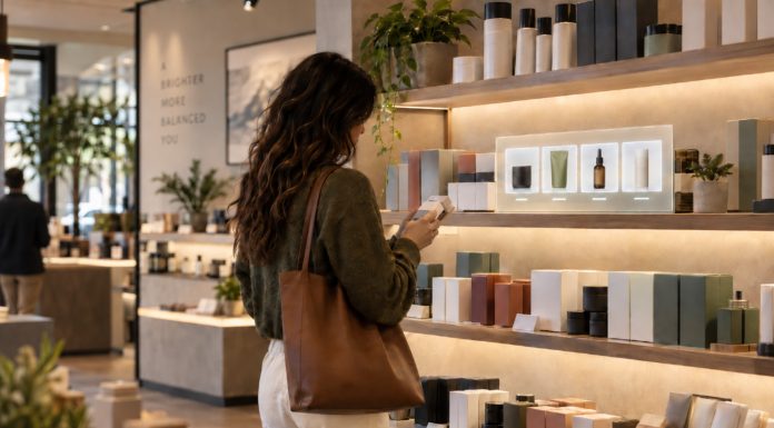 When More Choice Becomes Too Much Choice Shopper browsing a modern retail shelf with a digital display highlighting a small selection of products.